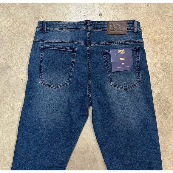 NWT Cavalli Class Denim Jeans Regular Straight Distressed Cotton Men’s Size W36 - Picture 6 of 12